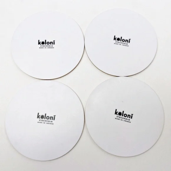 Set of 4 Koloni Swedish Drink Coasters Lotta Kühlhorn, Apples Birch Veneer Wood - Picture 4 of 5